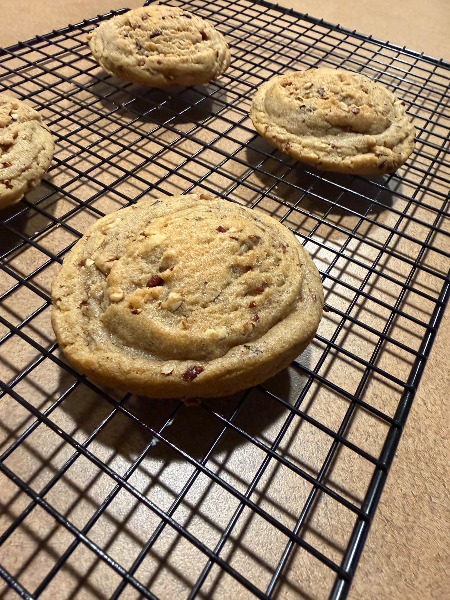 Pecan cookies cooling on the rack