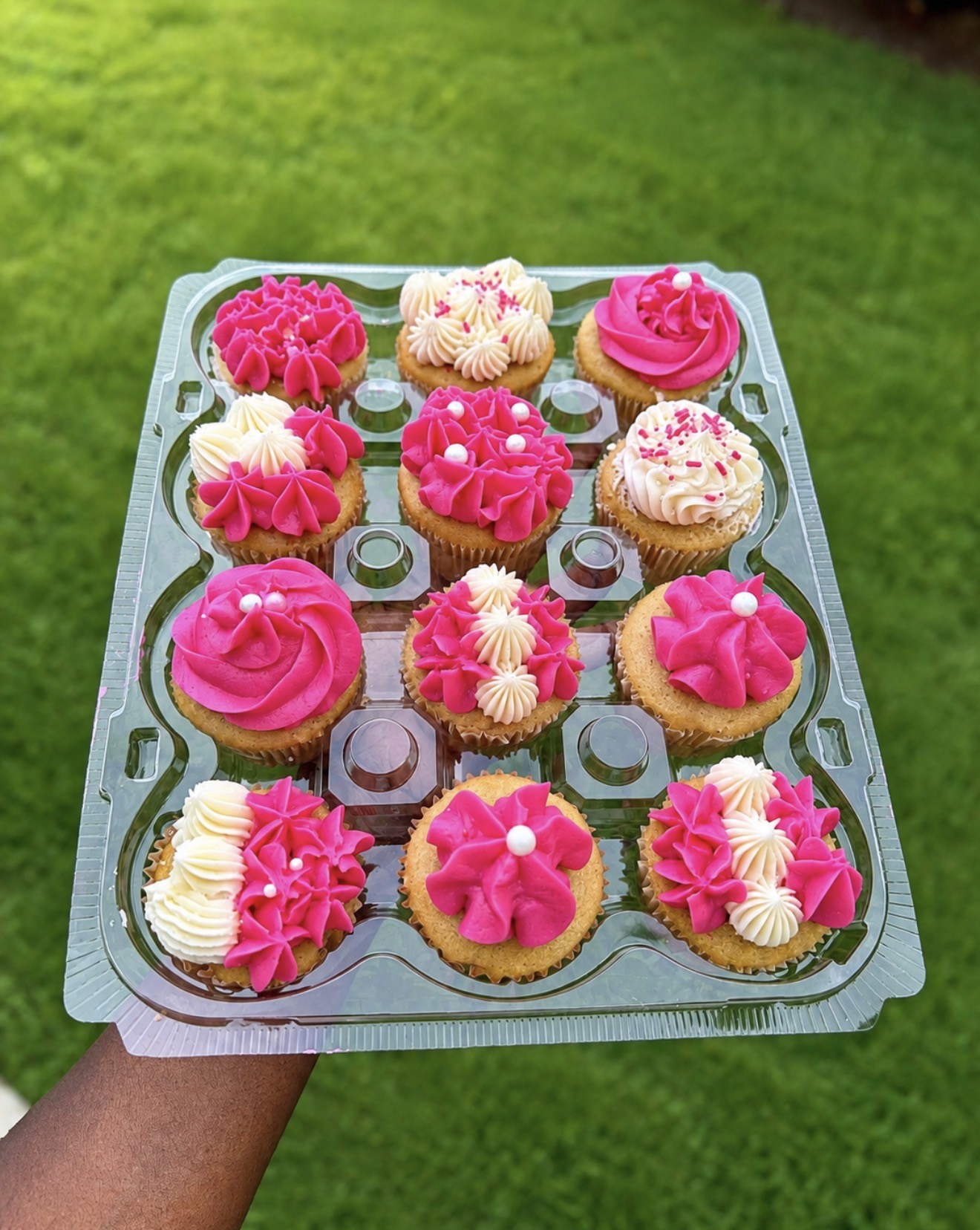 Pink & white swirl cupcakes by the dozen